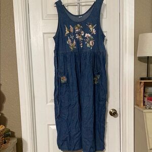 Floral Embroidered Denim Dress